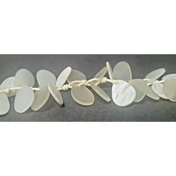 CHICOS Necklace & Bracelet Set Resin White Seaglass Drops w/ Cording White Beads - Picture 8 of 10